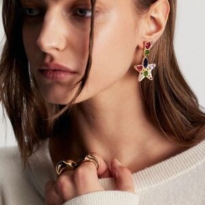 Free People NANCYANN Earrings. Gold NWT